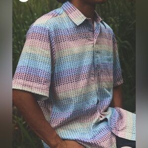 KULUA Hawaii Men’s Anuenue Rainbow Aloha Shirt size Large